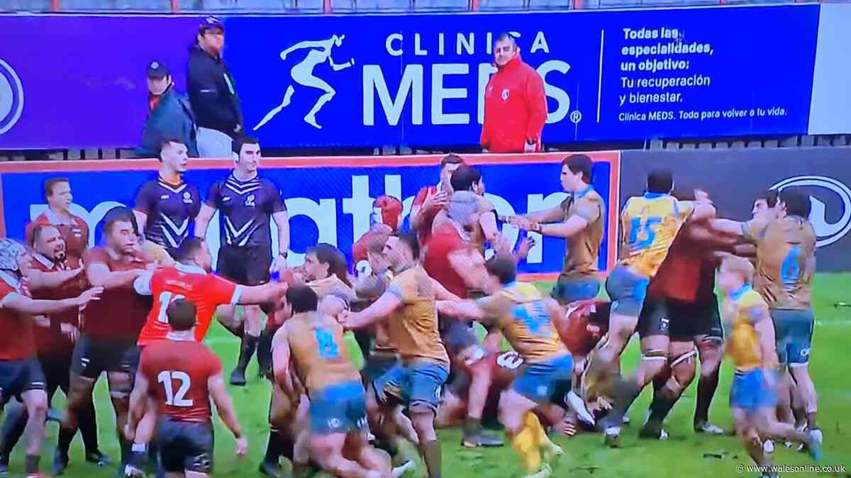Wild rugby fight sees punches thrown from all angles as three players sent off