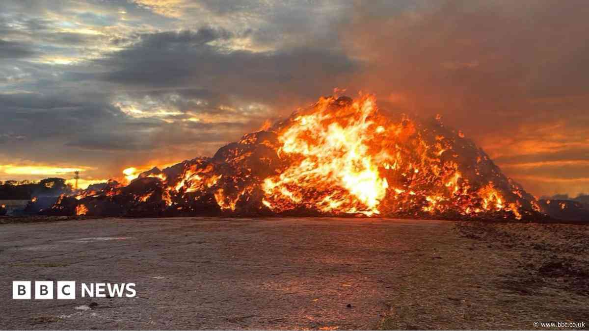 Smoke warning as fire torches 200 tonnes of straw