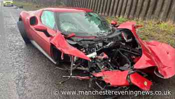 Driver escapes horror Ferrari crash unhurt as supercar wrecked in Salford