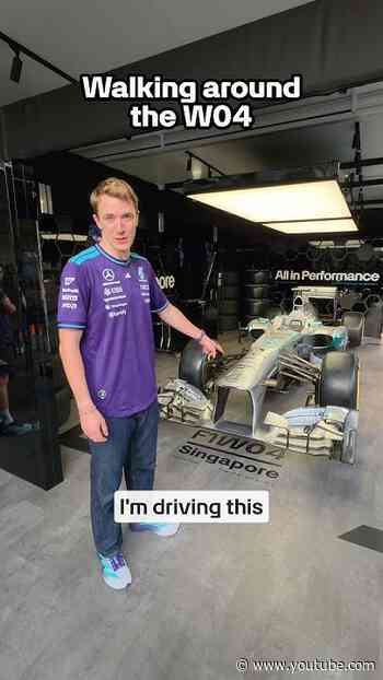 Fred meets the W04 from 2013! The car he’s driving in Singapore 🇸🇬 #mercedes #f1shorts #fredvesti