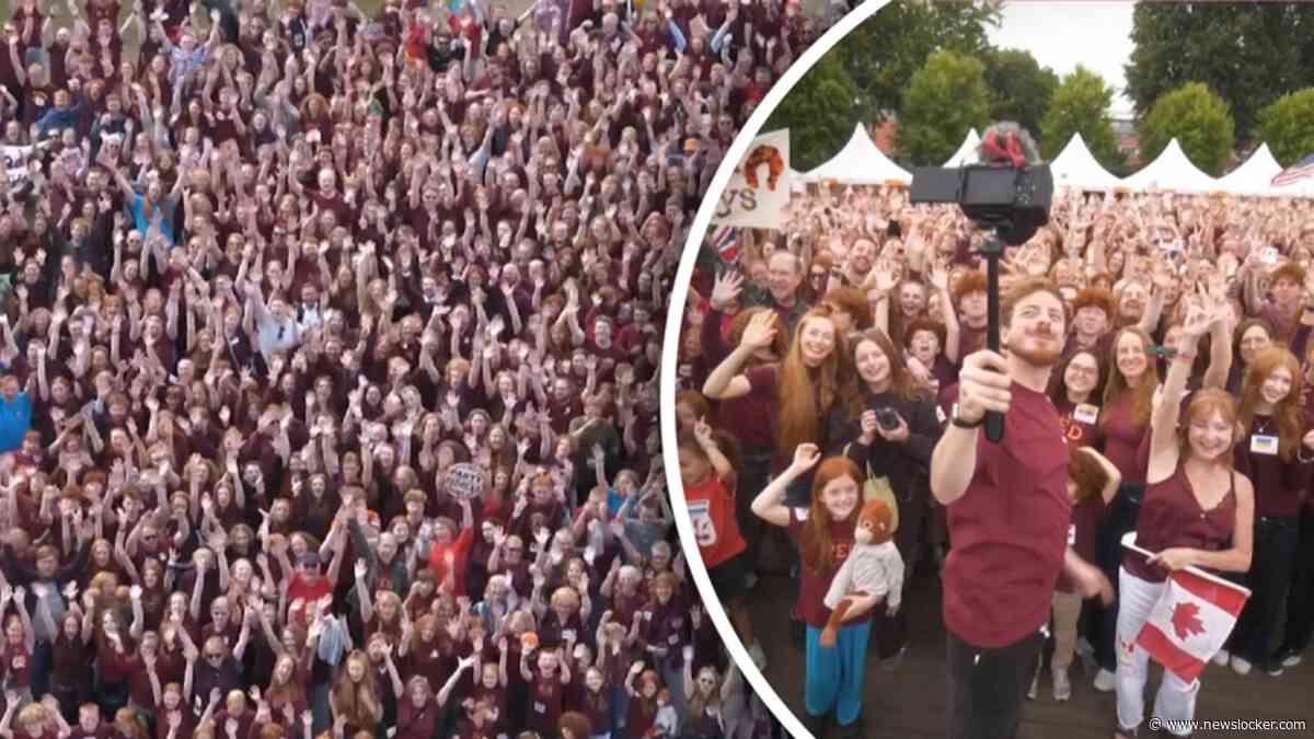 Duizenden roodharigen poseren voor selfie tijdens jaarlijkse bijeenkomst in Tilburg