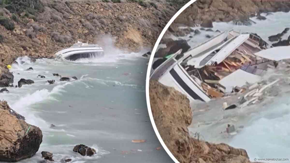 Luxejacht knalt tegen rotsen tijdens storm bij Cyprus