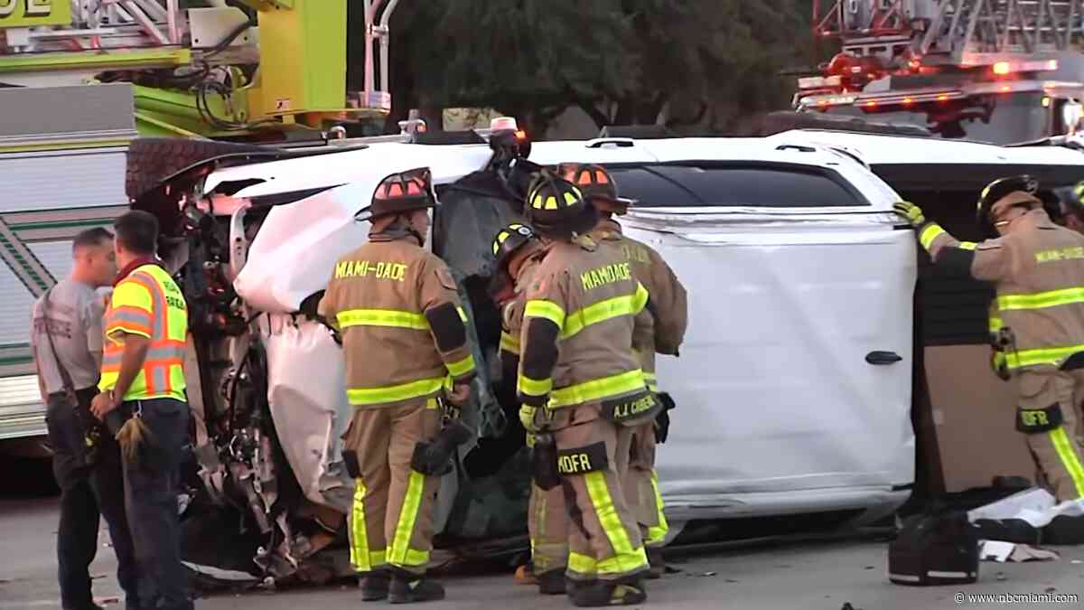 Driver airlifted after fiery rollover crash on Palmetto Expressway