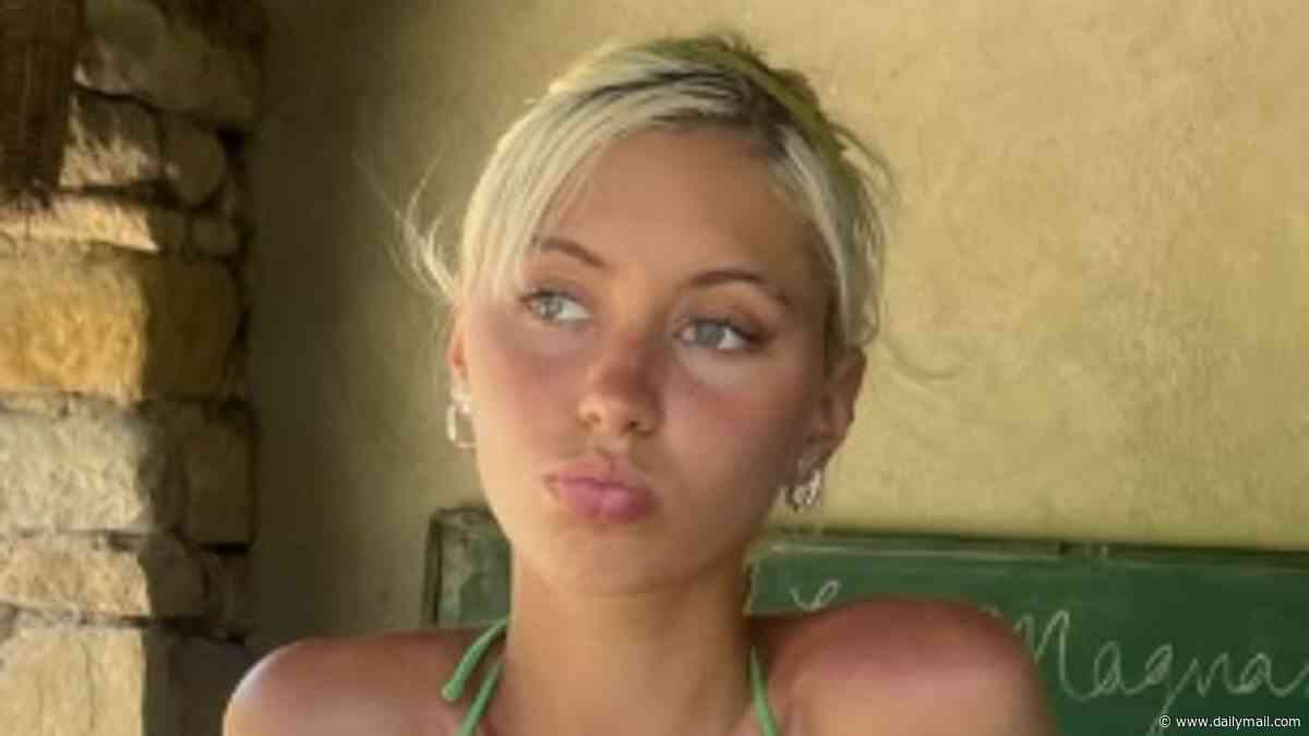 Iris Law shows off her toned figure in a skimpy green bikini as she gives a glimpse of her fun-filled summer