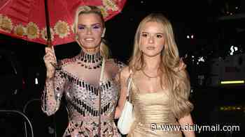 Kerry Katona, 45, turns heads in an eye-popping metallic dress during night out with her boyfriend Paolo Margaglione, 33, and lookalike daughter Heidi, 19