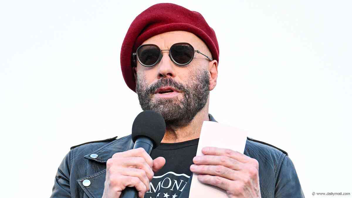 John Travolta rocks ANOTHER beret at Ramones 50th anniversary tribute... after fans mercilessly roasted his 'kooky' style