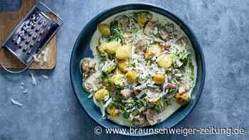 Airfryer-Dinner for 2: Gnocchi im Spinat-Pilz-Sößchen