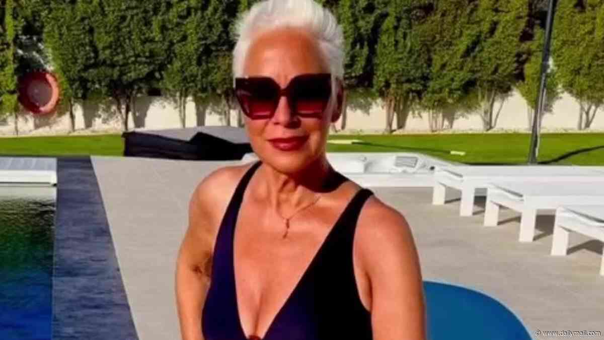 Denise Welch, 68, struts her stuff in a plunging black swimsuit as she enjoys a sun-soaked holiday after quitting Loose Women