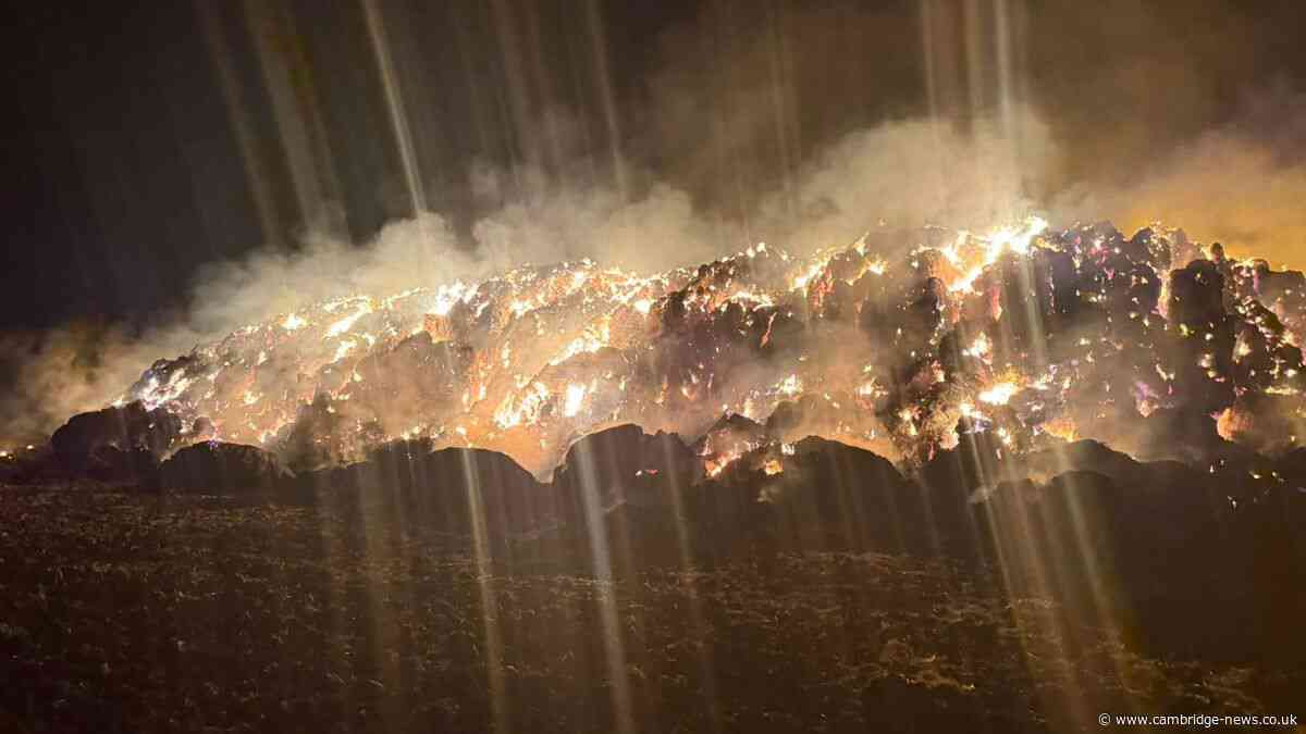 Large straw fire in Cambridgeshire ‘continues to burn out’ three days later