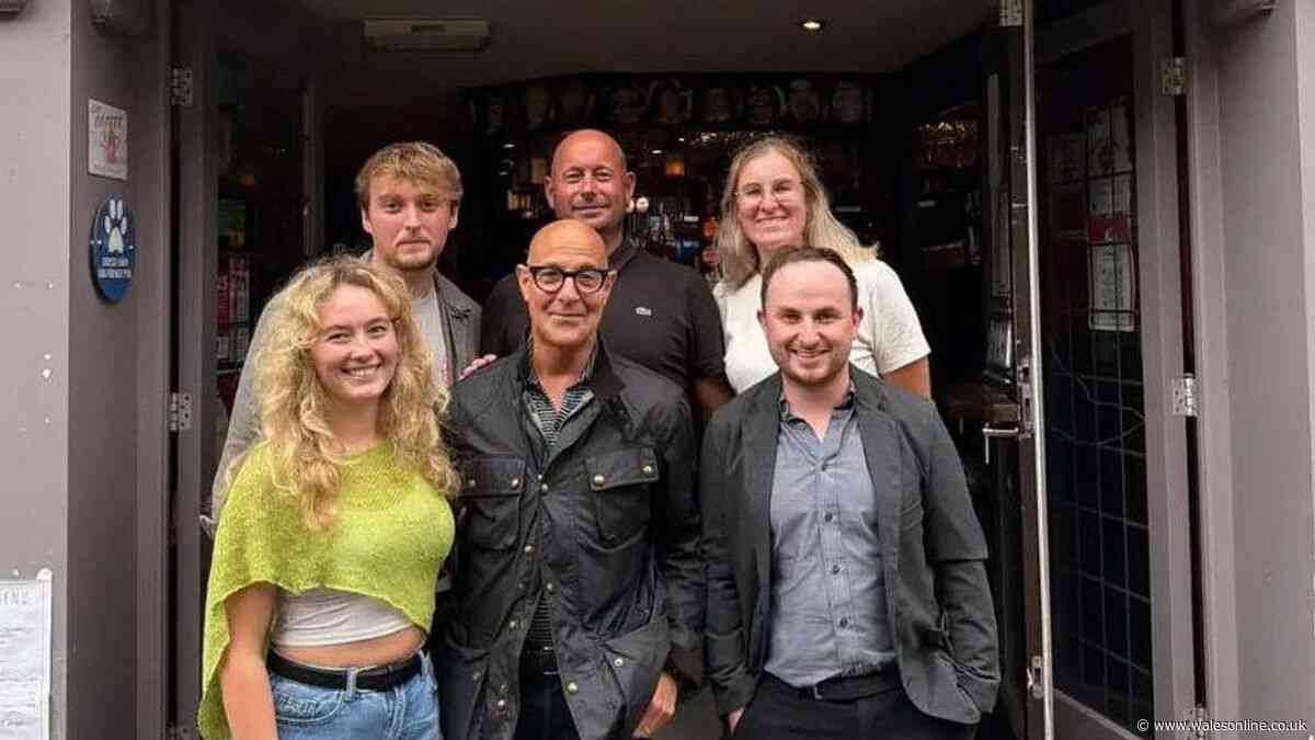 Stanley Tucci delights fans at bar while filming in Wales