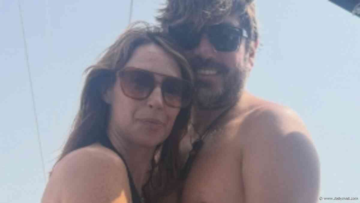 The One Show host Alex Jones cuddles shirtless husband Charlie Thomson as she opens up her holiday photo album from family sailing trip