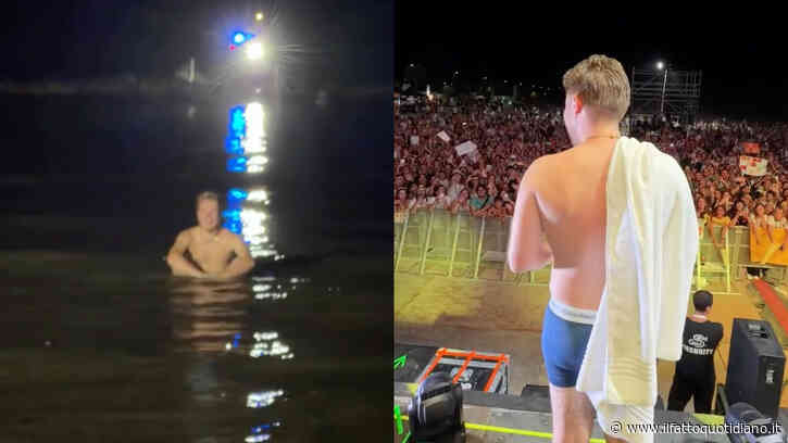 “Vado a finire il concerto nel posto più strano”: Alfa si butta in mare e stupisce i fan