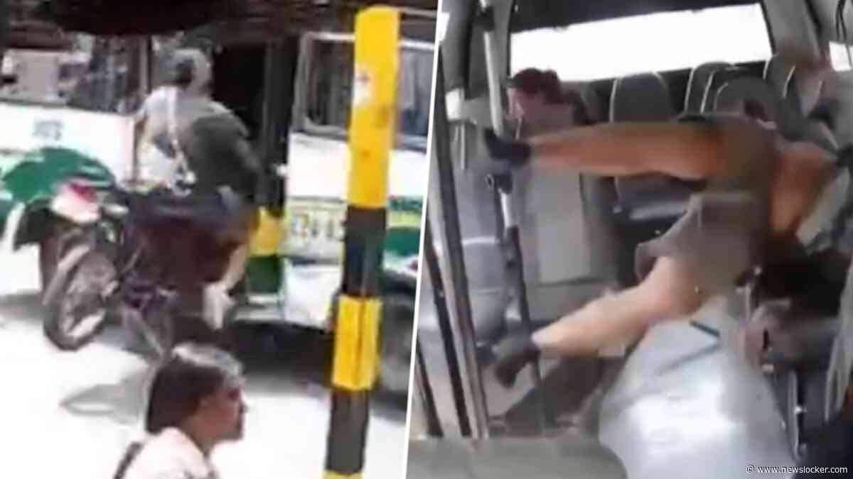 Bizarre crash gefilmd: motorrijder rijdt op volle snelheid bus in
