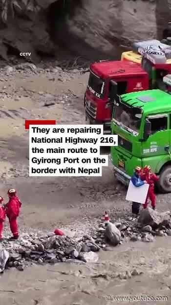 Chinese crews rebuild road near Nepali border after devastating floods