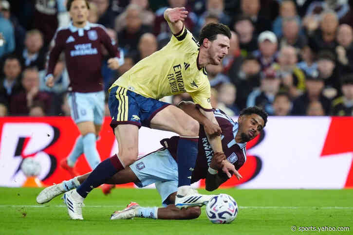 Arsenal sweat double injury blow as Declan Rice limps off at Aston Villa