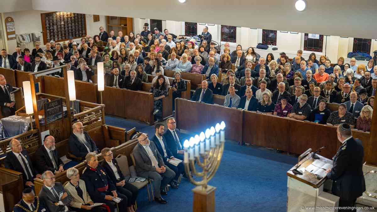 Open prayer books and moving tributes as Heaton Park Synagogue remembers the victims of the Yom Kippur terror attack