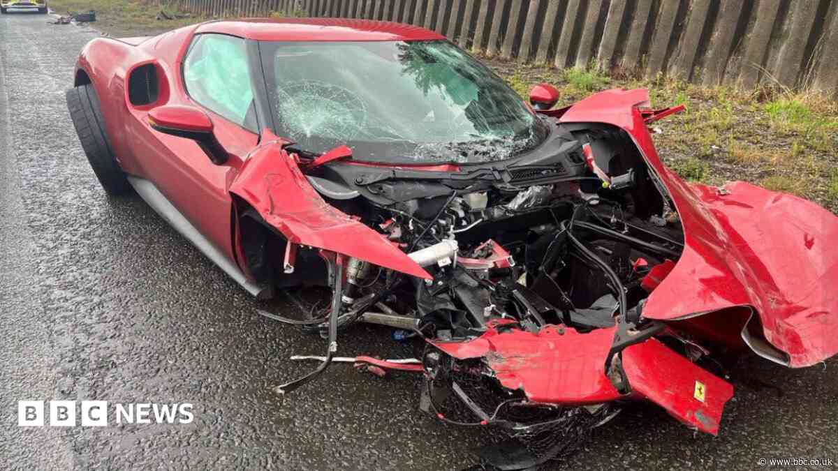 Driver wrecks £260k Ferrari supercar in crash