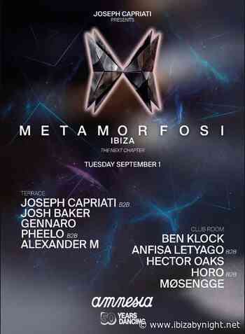 Metamorfosi at Amnesia Ibiza hosts Joseph Capriati, Josh Baker, Anfysa Letyago, Gennaro, Ben Klock & many more!