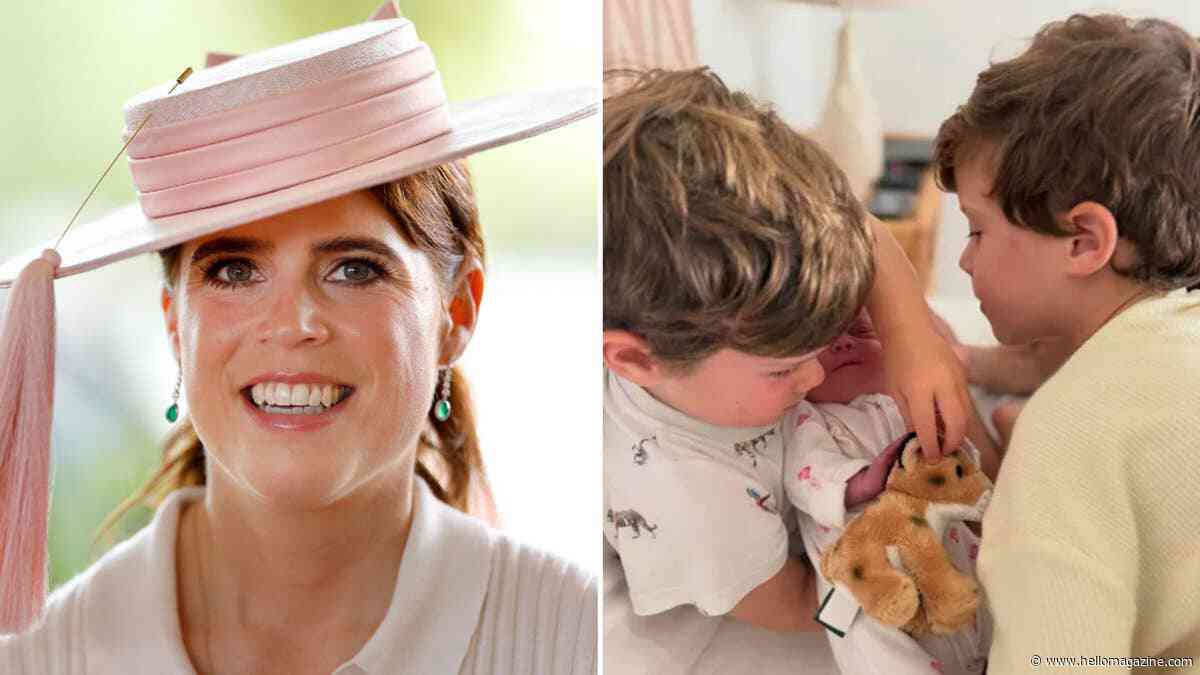 Princess Eugenie captures sweet bond between her doting sons and newborn baby daughter in private family photos