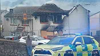 Fire rips through home causing roof to collapse
