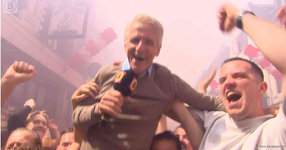 PSV-supporters die Jan Waalen een bierdouche geven en een kus: dat is Omroep Brabant op zijn best