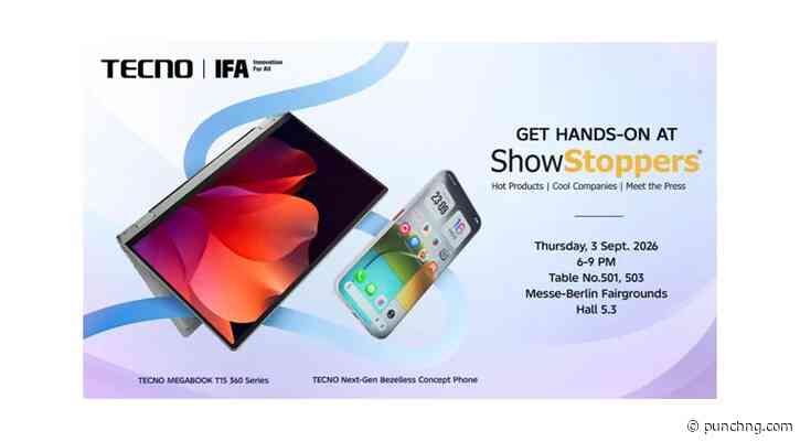 TECNO Will Bring Next-Gen Bezelless Concept Phone and 360° Hinge MEGABOOK T15 360 Pro to IFA ShowStoppers 2026