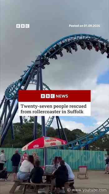 Twenty-seven people rescued from rollercoaster in Suffolk. #PleasurewoodHills #BBCNews