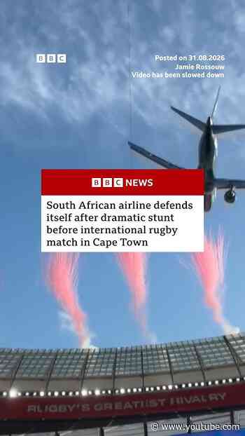 South African airline defends low-altitude aerial stunt over packed stadium. #BBCNews