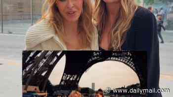 Kylie and Dannii Minogue recreate 'vintage family photo' from 1988 as they pose in front of the Eiffel Tower almost 40 years on