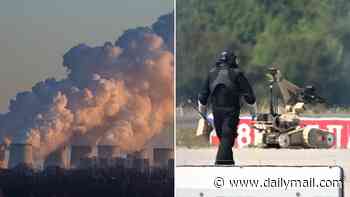 Another Putin hybrid attack? Major power plant 'is hit with home-made explosive rockets' as Germany blames Russia for airport drone bombs