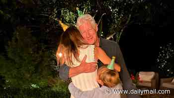 Richard Gere cuddles up to much-younger wife and six-year-old son as he celebrates 77th birthday