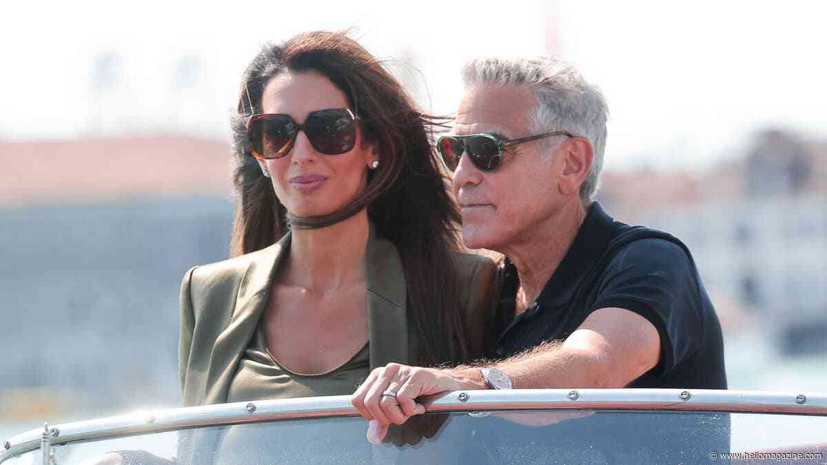 Amal Clooney turns heads in leg-baring satin short-shorts in Venice with George Clooney