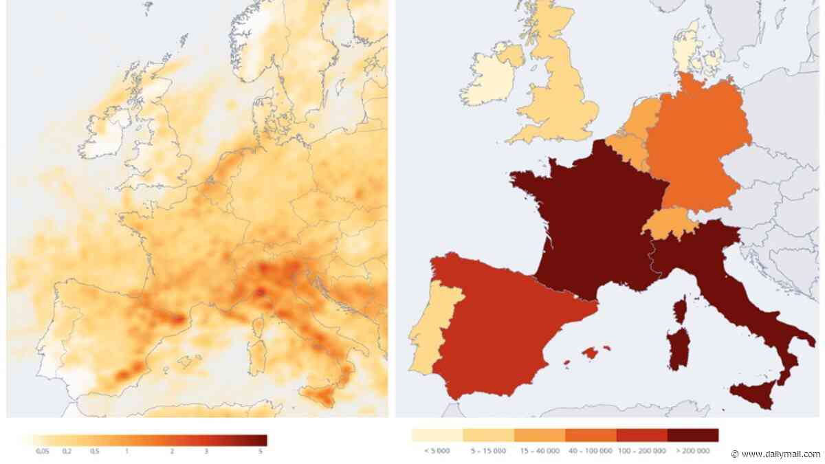 An electric summer! Maps reveal where 893,000 lightning strikes were recorded across Europe - with the Highlands named the lightning capital of the UK