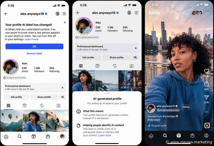 Instagram maakt AI-profielen duidelijker herkenbaar en beperkt bereik zonder label