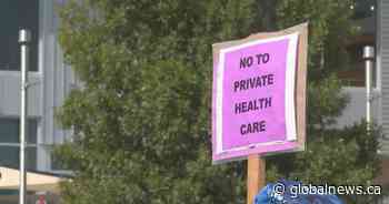 Lethbridge protesters rally as Alberta’s Bill 11 takes effect