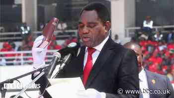 Zambia's president sworn in for second term while opponent detained