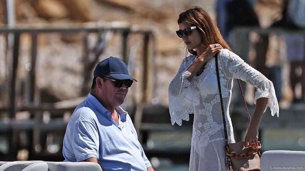 James Packer's new wife Kylie Lim shows off her figure in surprisingly  affordable $400 lace frock as the honeymooners cruise to lunch with the billionaire's son Jackson in Ibiza