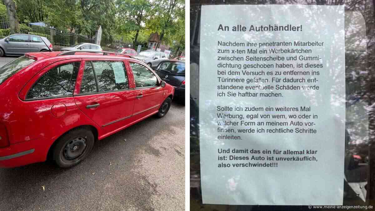 „Dieses Auto ist unverkäuflich“: Skoda-Besitzer hängt Wut-Zettel ins Fenster – und trifft einen Nerv