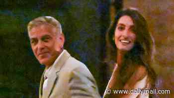 Amal Clooney wears bridal white fringed dress as she and George dine at same restaurant where they celebrated their iconic Venetian wedding 12 years ago