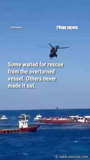 WATCH: Ferry capsizes off Cyprus as passengers cling to overturned vessel