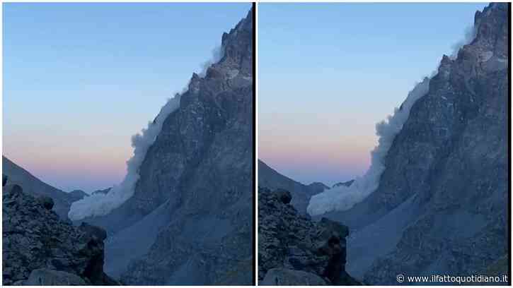 Vasta frana si stacca dal Monviso, il boato e la nuvola di polvere e detriti: le immagini
