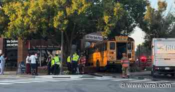 School bus crashes into Fuquay-Varina restaurant at Varina Station, police and EMS responding