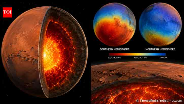 Scientists find Mars' southern interior is 200-400°C hotter than its northern half
