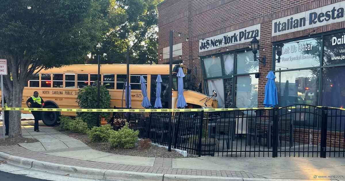 School bus crashes into Fuquay-Varina restaurant at Varina Station, 3 people injured