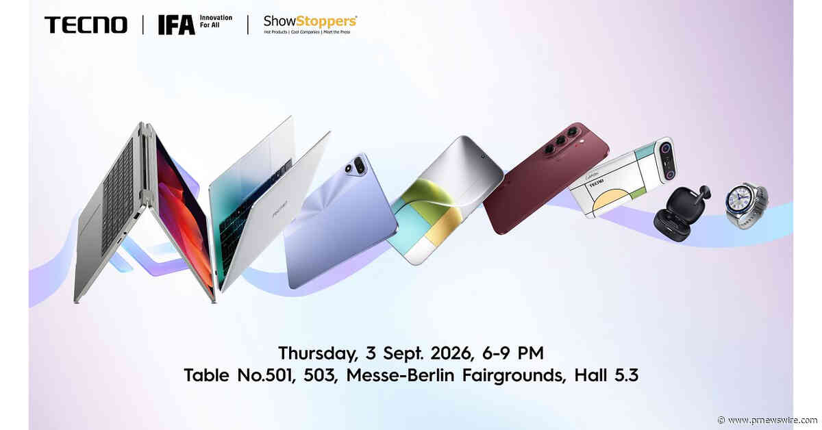 TECNO Will Bring Next-Gen Bezelless Concept Phone and 360° Hinge MEGABOOK T15 360 Pro to IFA ShowStoppers 2026