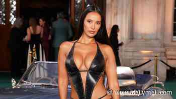 Gangster glamour! Maya Jama takes on mob wife aesthetic in a daring leather gown as Kaya Scodelario dazzles in diamonds at the season two premiere of Guy Ritchie's The Gentlemen