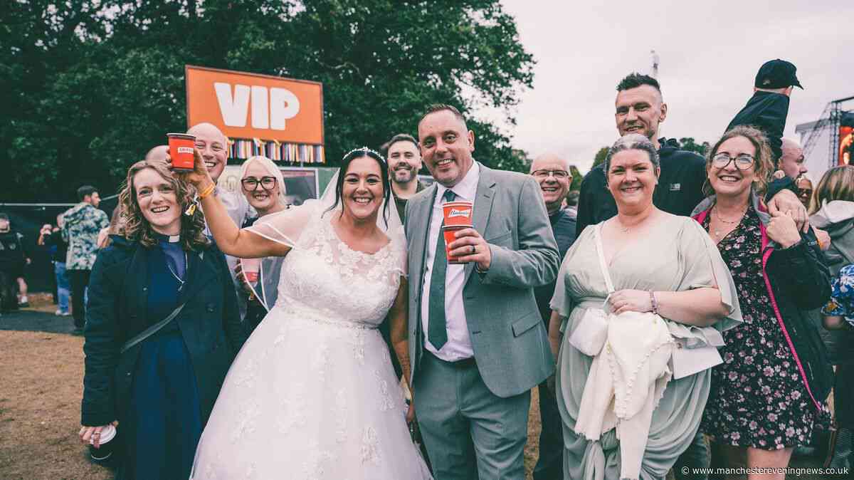 Bride and groom take wedding party to Courteeners gig at Wythenshawe Park