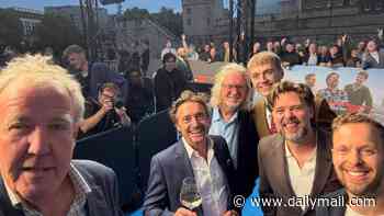 The Grand Tour's Jeremy Clarkson, James May and Richard Hammond reunite to hand over the baton to new hosting trio at the Prime Video hit's premiere