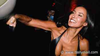 Maya Jama fits right in to mobland life as she enthusiastically throws punches in her racy leather dress at The Gentlemen series two after party