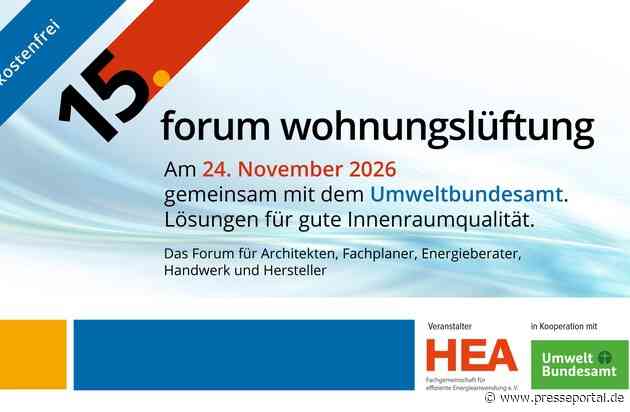 HEA und Umweltbundesamt laden zum digitalen Forum Wohnungslüftung am 24. November 2026 ein: Jetzt kostenfreien Platz sichern!